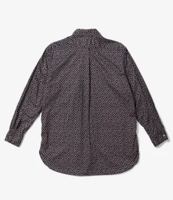 19 Century BD Shirt - Burgundy Cotton Deco Print