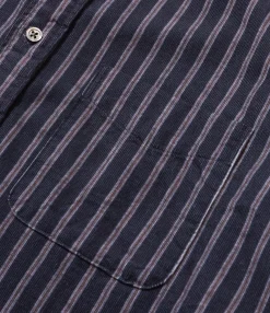 19 Century BD Shirt - Navy Regimental Stripe Printed Corduroy