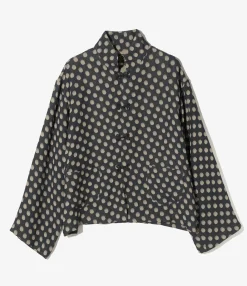 China Shirt - Navy - Polka Dot Jacquard