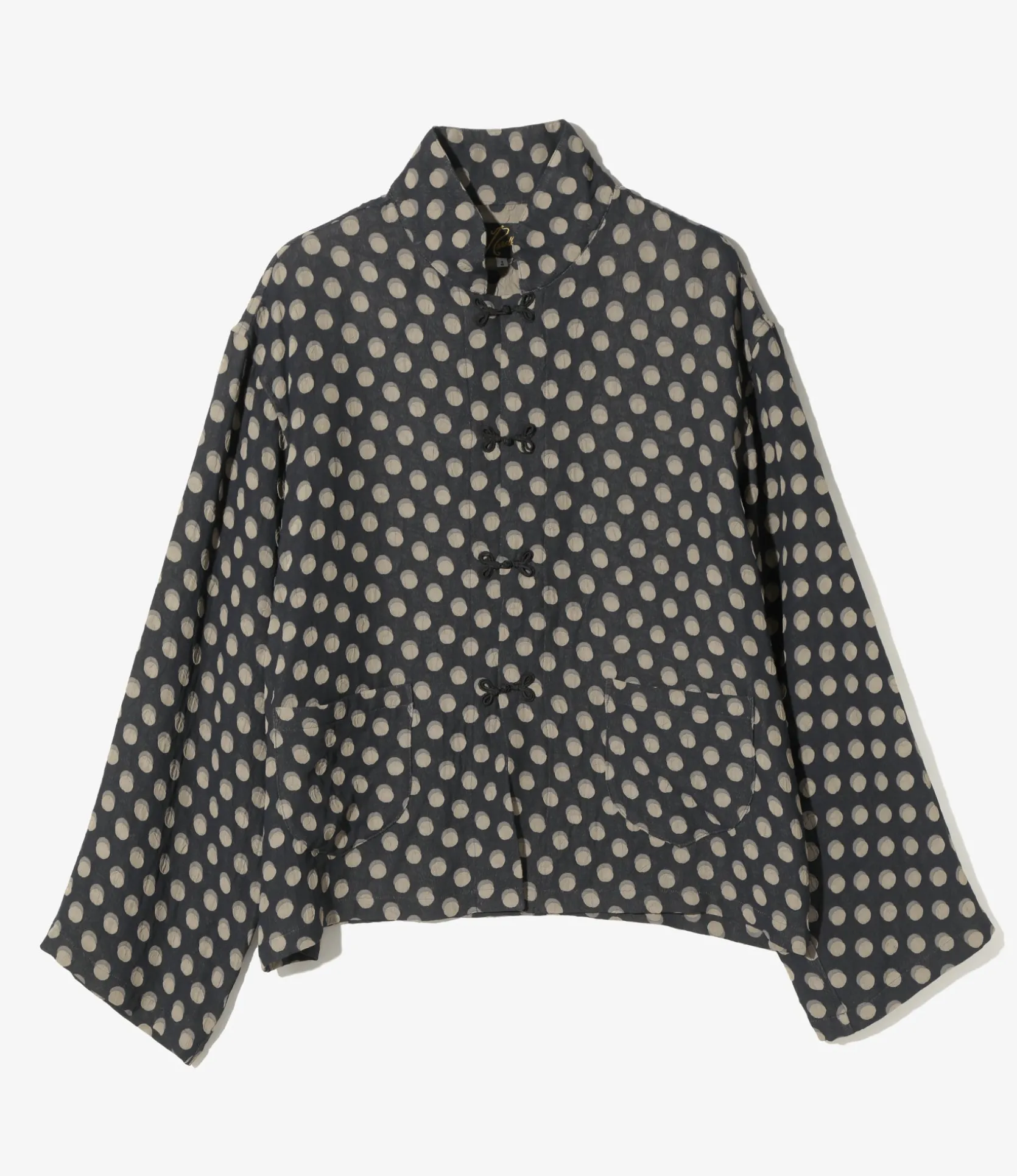 China Shirt - Navy - Polka Dot Jacquard