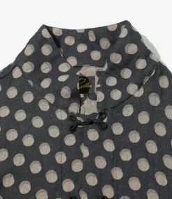 China Shirt - Navy - Polka Dot Jacquard