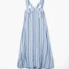 Cinch Dress - Lt. Blue Wide Stripe