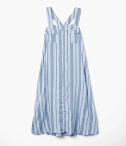 Cinch Dress - Lt. Blue Wide Stripe