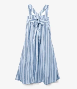 Cinch Dress - Lt. Blue Wide Stripe