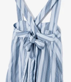 Cinch Dress - Lt. Blue Wide Stripe