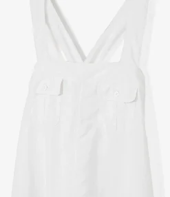 Cinch Dress - White Nylon 4ply Taslan