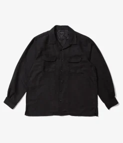 Classic Shirt - Black Polyester Lt. Weight Fake Suede