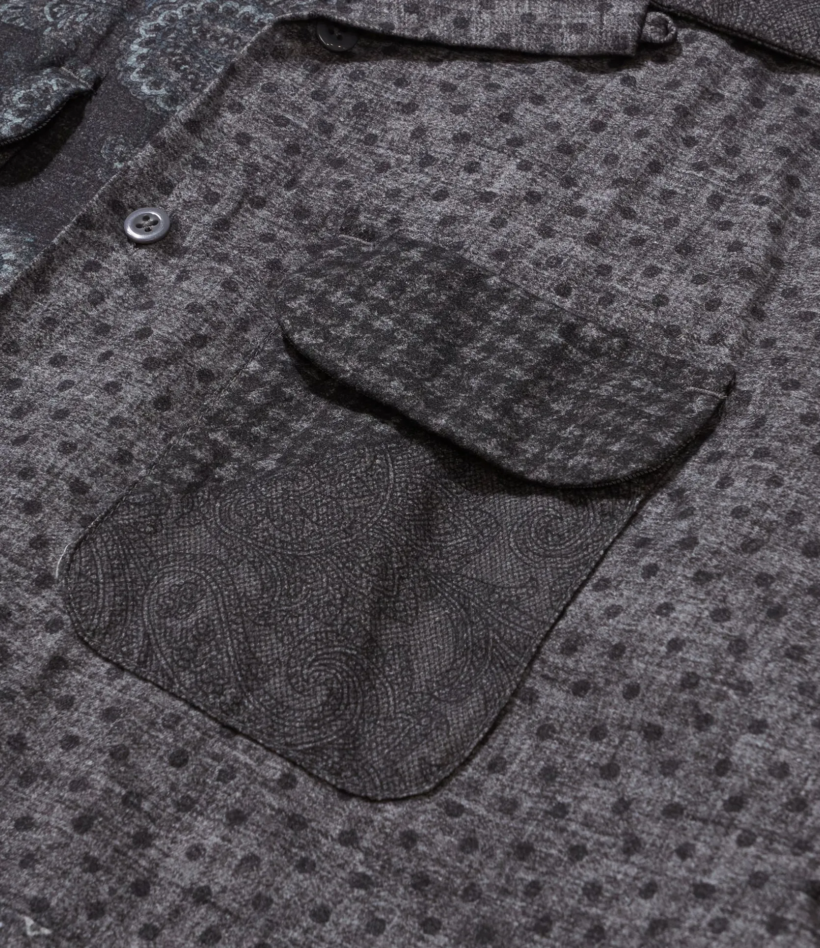 Classic Shirt - Black/Grey Cotton Pattern Block Print