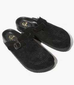 Clog Sandal - Black - Suede Leather