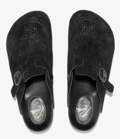 Clog Sandal - Black - Suede Leather