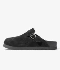 Clog Sandal - Black - Suede Leather