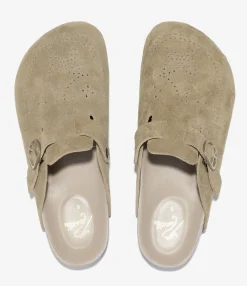 Clog Sandal - Taupe - Suede Leather