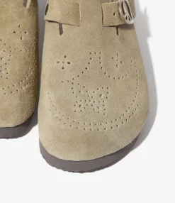 Clog Sandal - Taupe - Suede Leather