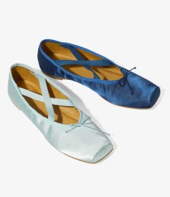 Color Combination Ballet Shoes - Blue - Sateen