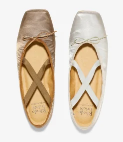 Color Combination Ballet Shoes - Tan - Sateen