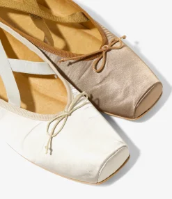 Color Combination Ballet Shoes - Tan - Sateen