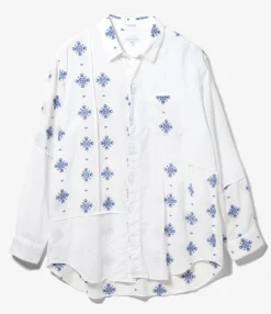 Combo Short Collar Shirt - White CP Crest Embroidery