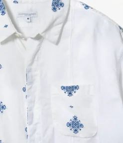 Combo Short Collar Shirt - White CP Crest Embroidery