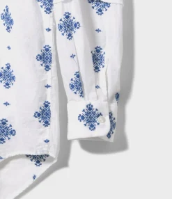 Combo Short Collar Shirt - White CP Crest Embroidery