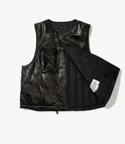 Cover Vest - Black Alligator Embossed Fake Leather
