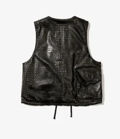 Cover Vest - Black Alligator Embossed Fake Leather