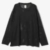 Crew Neck Shirt - Black - Knit Mesh