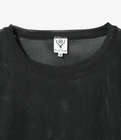 Crew Neck Shirt - Dk. Brown - Knit Mesh