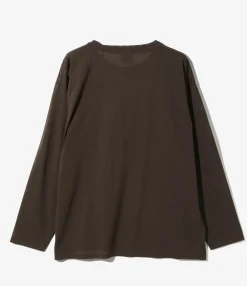 Crew Neck Shirt - Dk. Brown - Knit Mesh