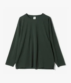 Crew Neck Shirt - Dk. Green - Knit Mesh