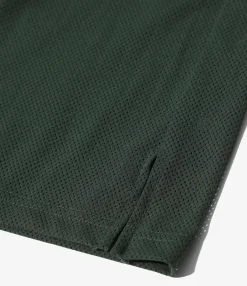 Crew Neck Shirt - Dk. Green - Knit Mesh