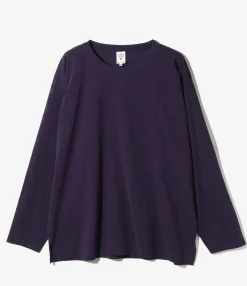 Crew Neck Shirt - Dk. Purple - Knit Mesh