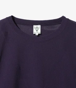 Crew Neck Shirt - Dk. Purple - Knit Mesh