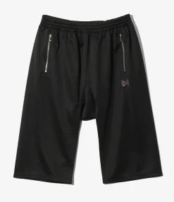 Cropped Sarouel Track Pant - Black - Poly Smooth