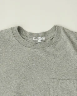 Cross Crew Neck  Pocket Tee - Heather Grey