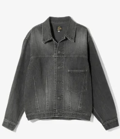 Darts Bottom Jean Jacket - Black - 12oz Denim