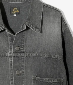 Darts Bottom Jean Jacket - Black - 12oz Denim