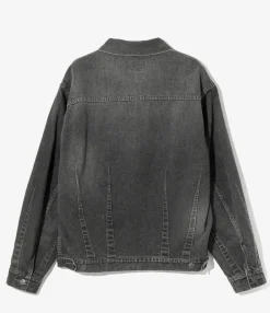 Darts Bottom Jean Jacket - Black - 12oz Denim