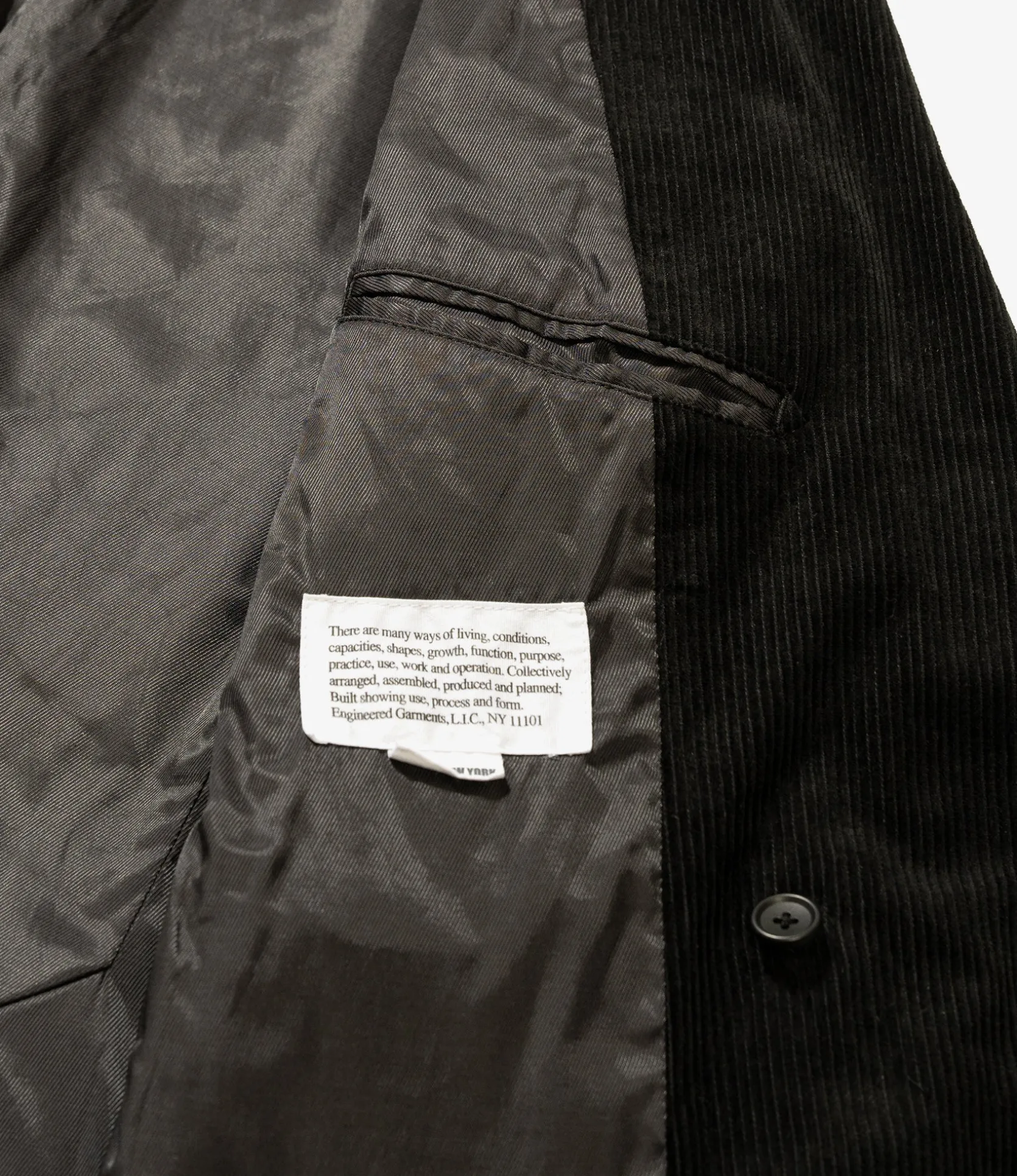 DBL Peak Jacket - Black Cotton 8W Corduroy