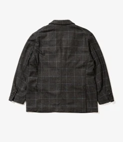 DBL Peak Jacket - Charcoal/Lt.Blue Wool Poly Windowpane