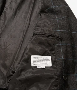 DBL Peak Jacket - Charcoal/Lt.Blue Wool Poly Windowpane