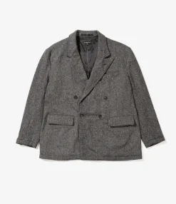 DBL Peak Jacket - Grey Poly Wool Herringbone
