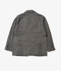 DBL Peak Jacket - Grey Poly Wool Herringbone