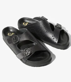 Double Strap Sandal - Black - Cowhide Lthr.