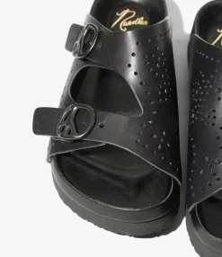 Double Strap Sandal - Black - Cowhide Lthr.