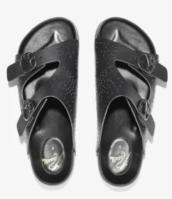 Double Strap Sandal - Black - Cowhide Lthr.