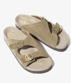 Double Strap Sandal - Taupe - Suede Leather