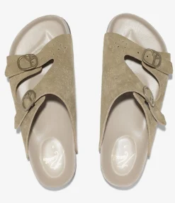 Double Strap Sandal - Taupe - Suede Leather