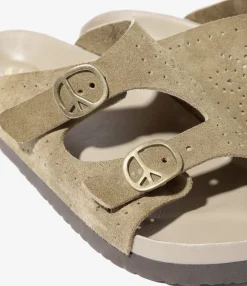 Double Strap Sandal - Taupe - Suede Leather