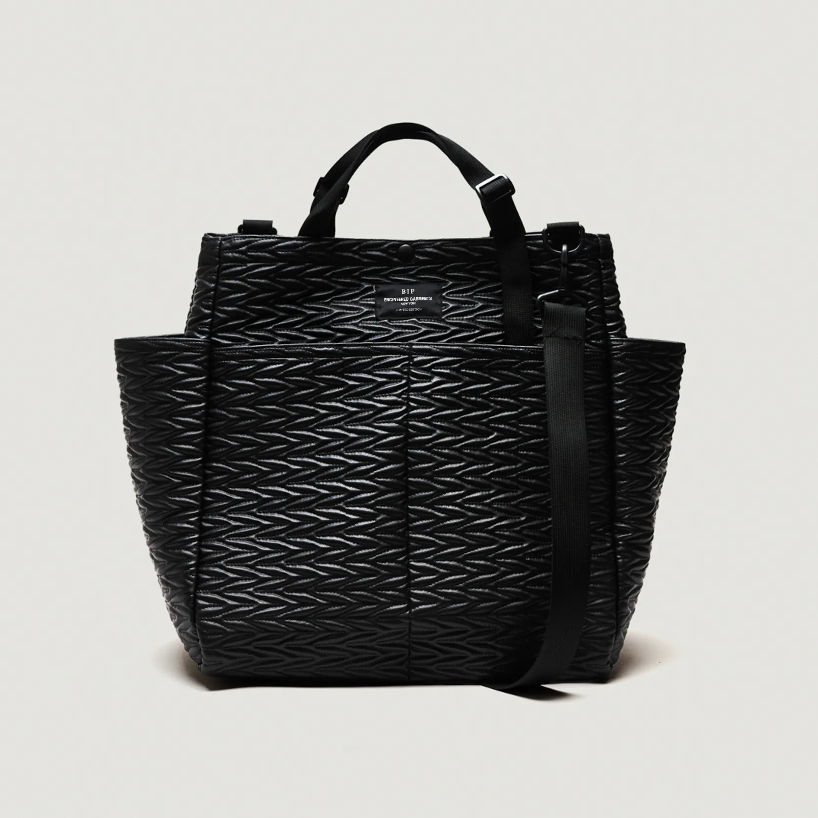 EG x BAGSINPROGRESS - Carry All Beach Bag - Black Quilted Fake Leather