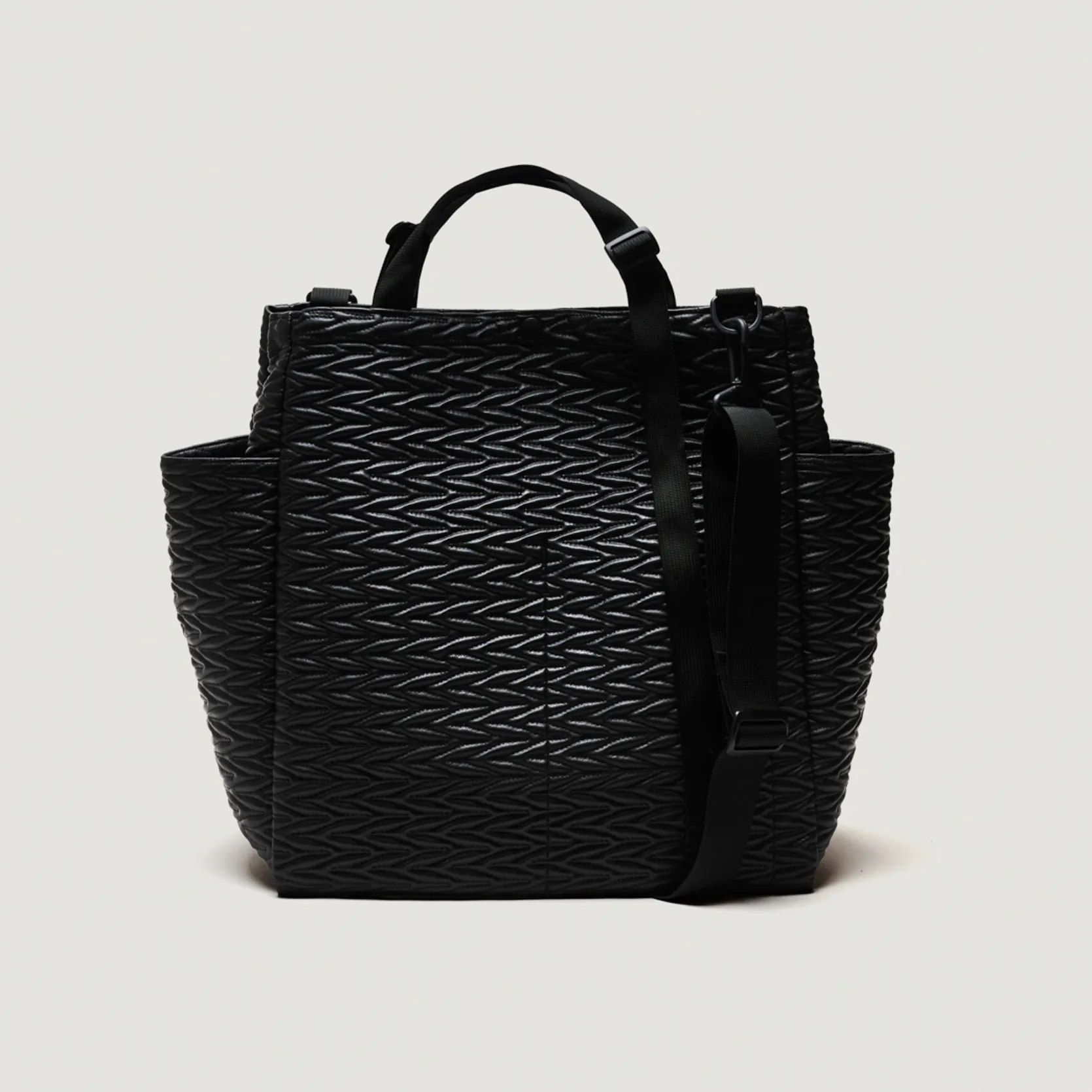 EG x BAGSINPROGRESS - Carry All Beach Bag - Black Quilted Fake Leather